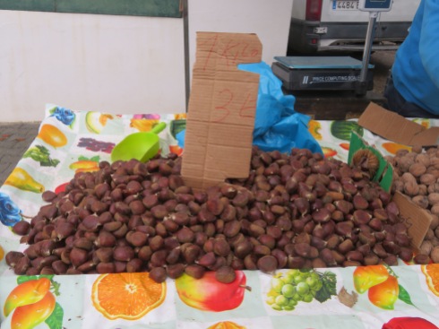 Fresh chestnuts are readily available and incredibly cheap. You could purchase them fresh, like this batch, or roasted.