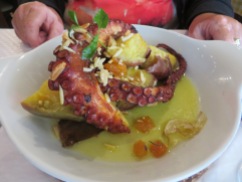 Patricia ordered oven roasted octopus with baked sweet potatoes. Lots of happy sounds coming from that side of the table.