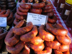 Linguiça is a form of smoke-cured pork sausage seasoned with garlic and paprika, these are from the black pork.